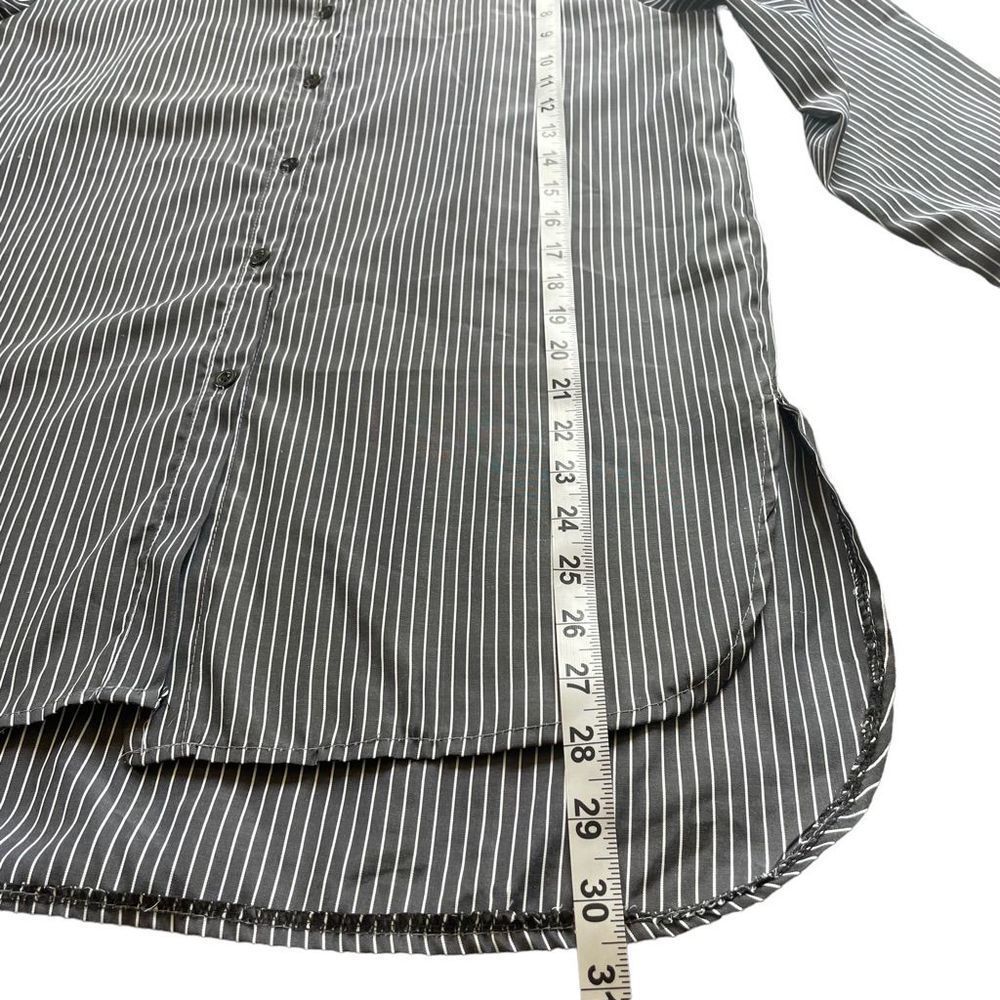 Grey Striped High Low Button Up Size L - image 7